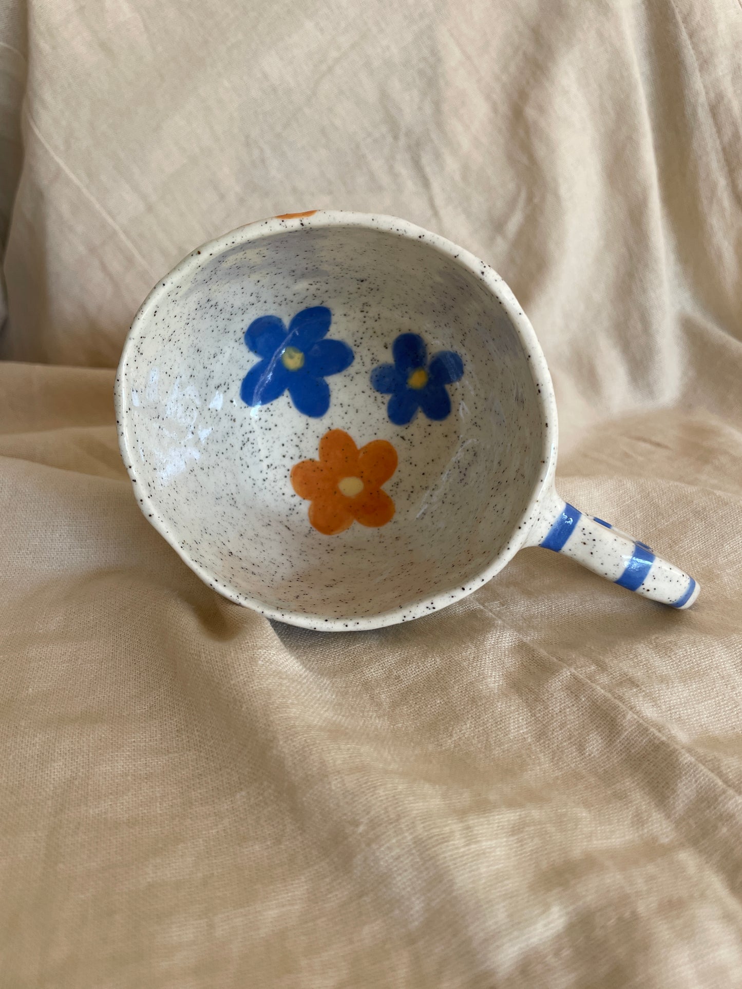 Blue/Orange flowers mug