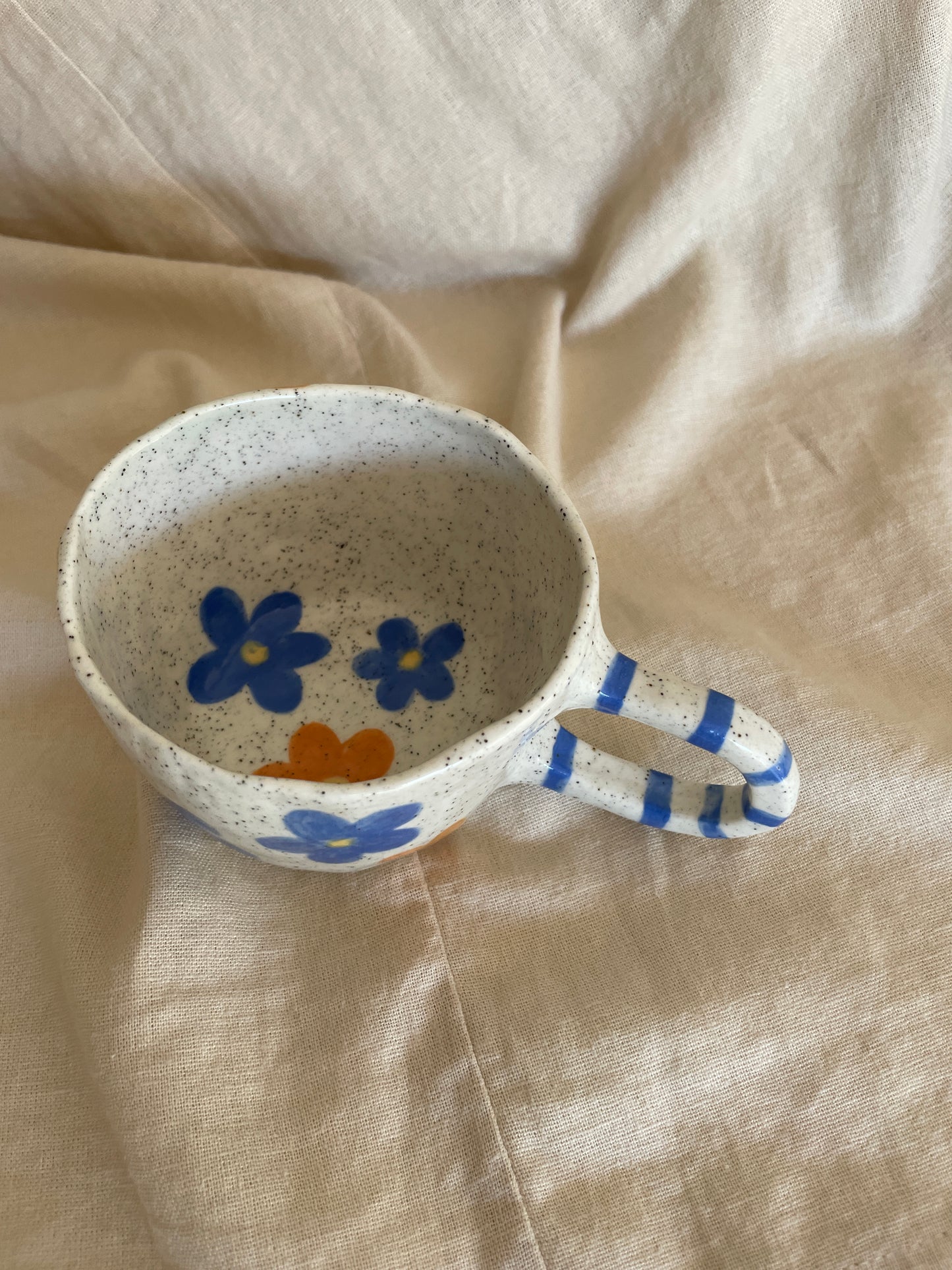 Blue/Orange flowers mug
