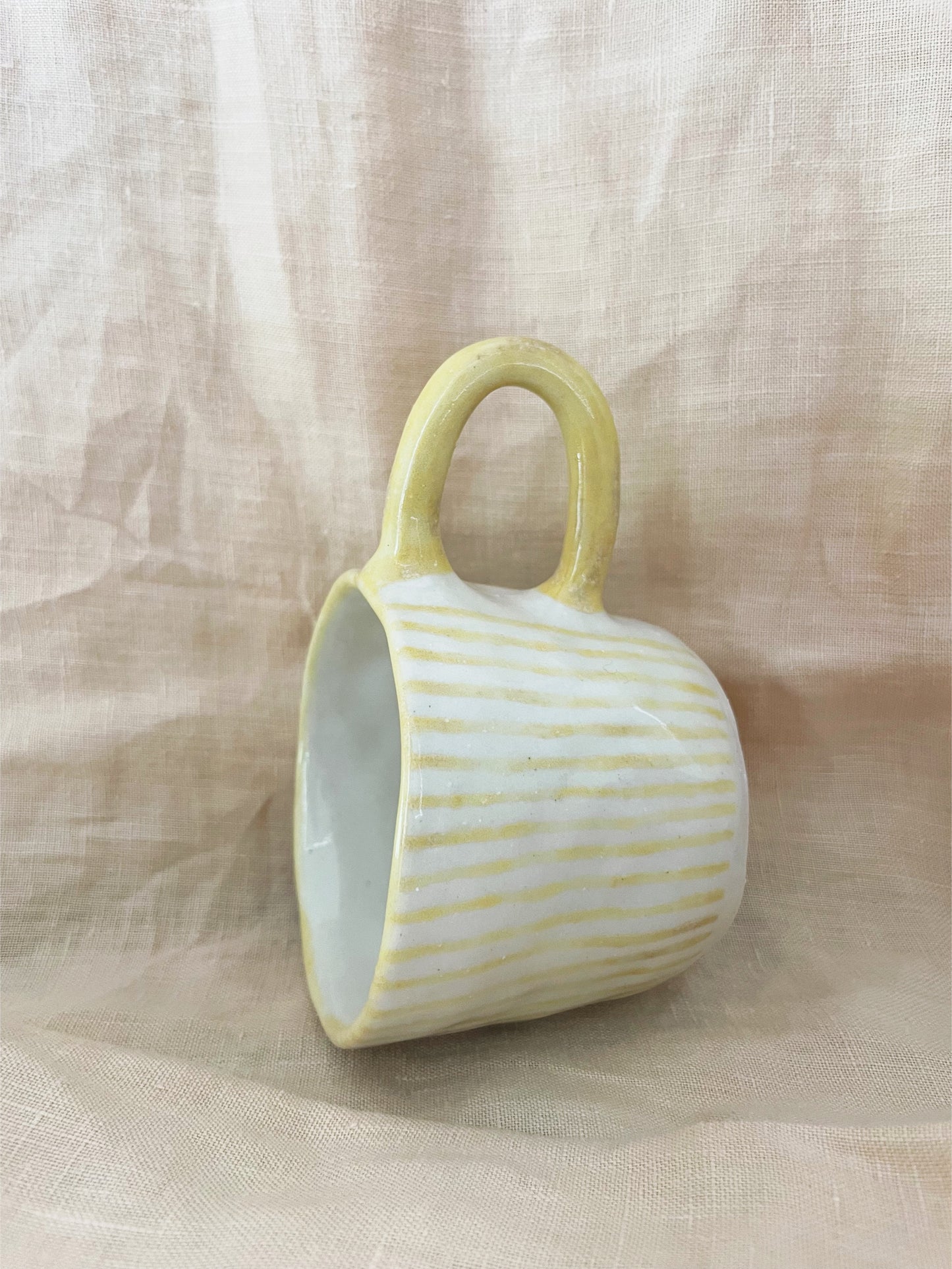 Yellow Striped Mug with Handle