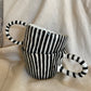 black & white striped mug