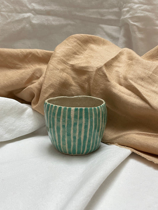 Green Striped Coffee Bowl