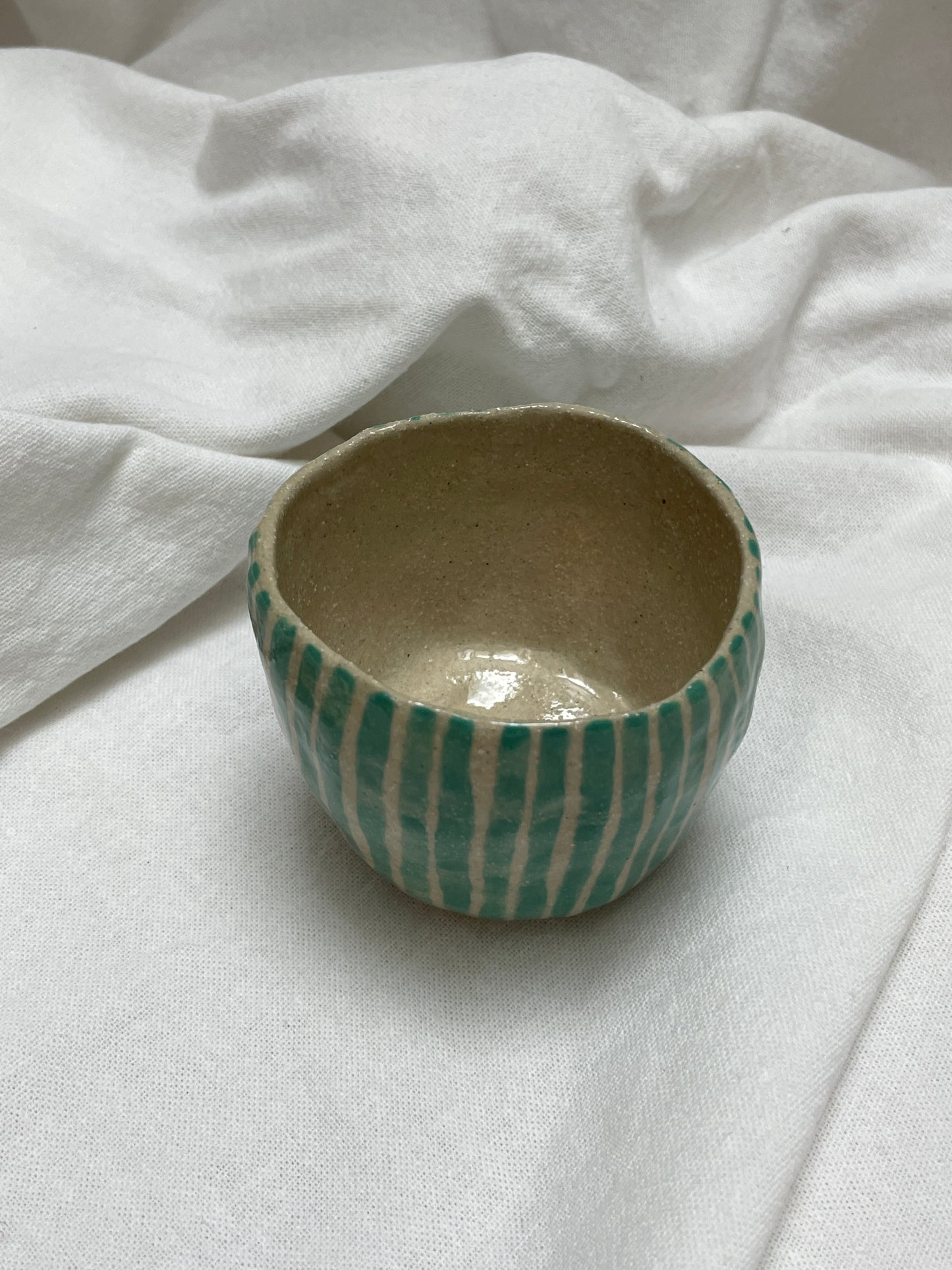 Green Striped Coffee Bowl