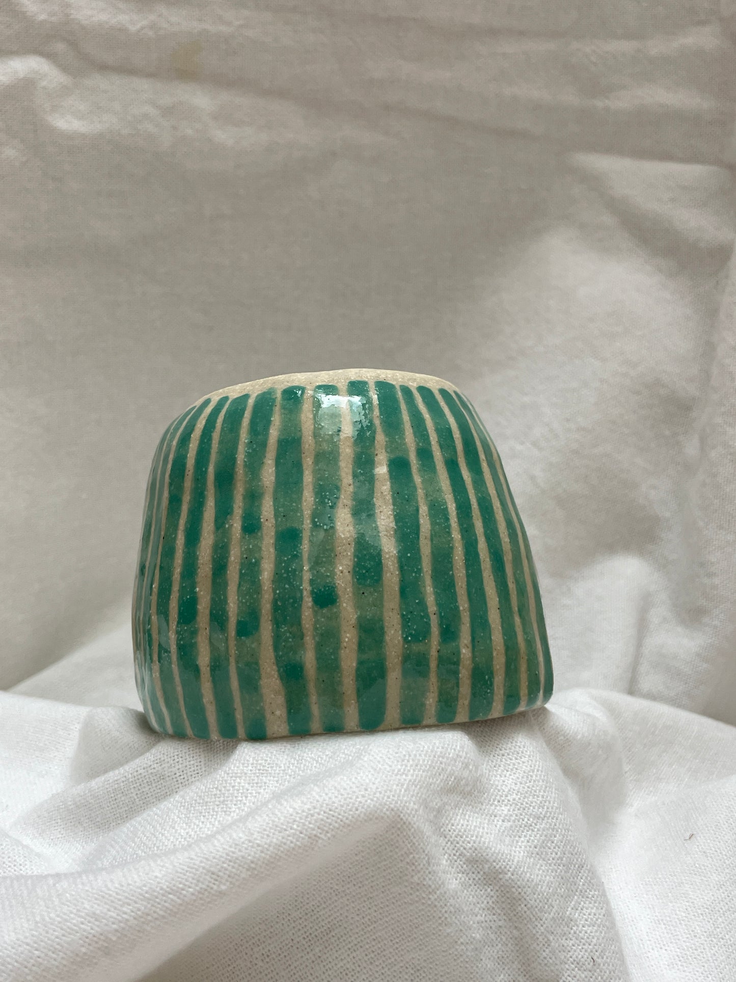 Green Striped Coffee Bowl