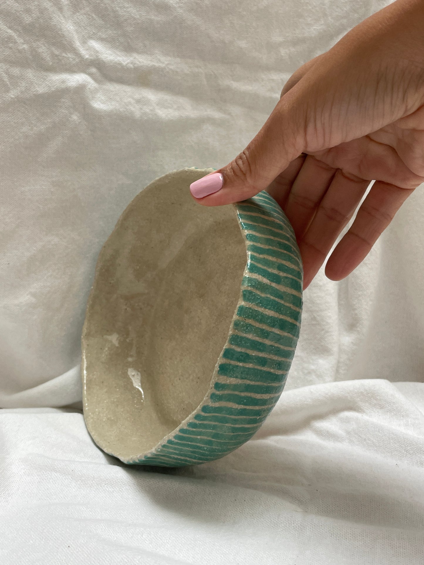 Bowl Green Striped