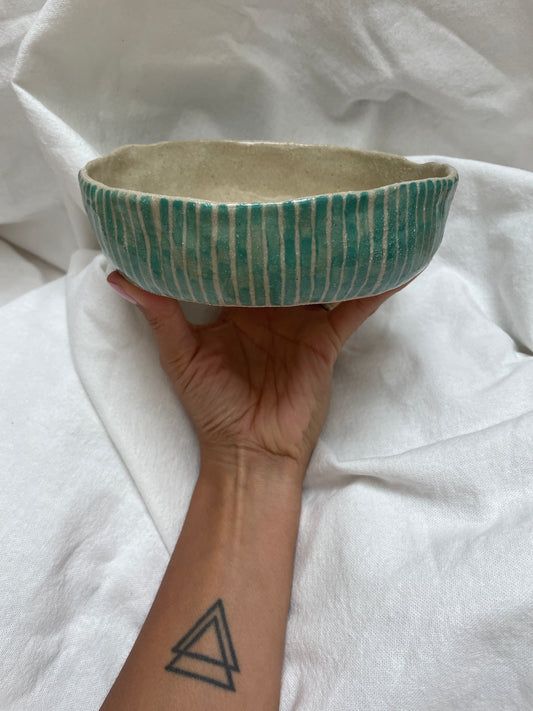 Bowl Green Striped