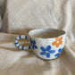 Blue/Orange flowers mug