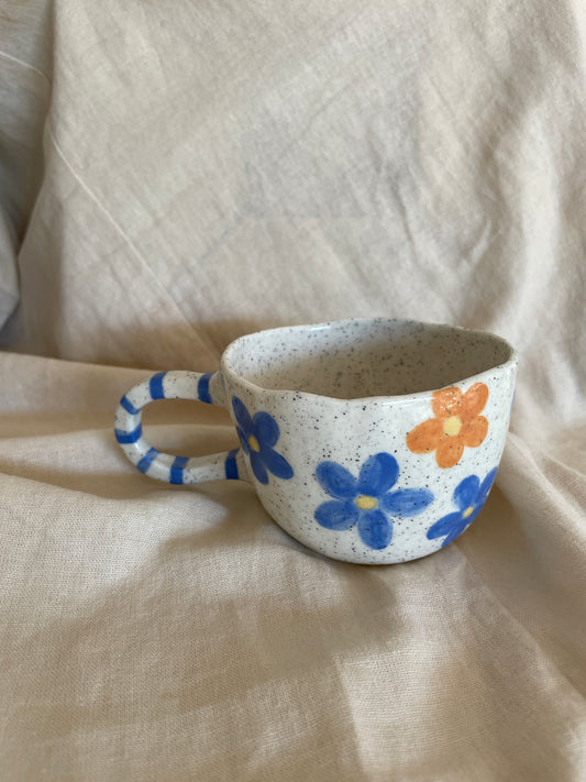 Blue/Orange flowers mug