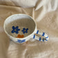 Blue/Orange flowers mug