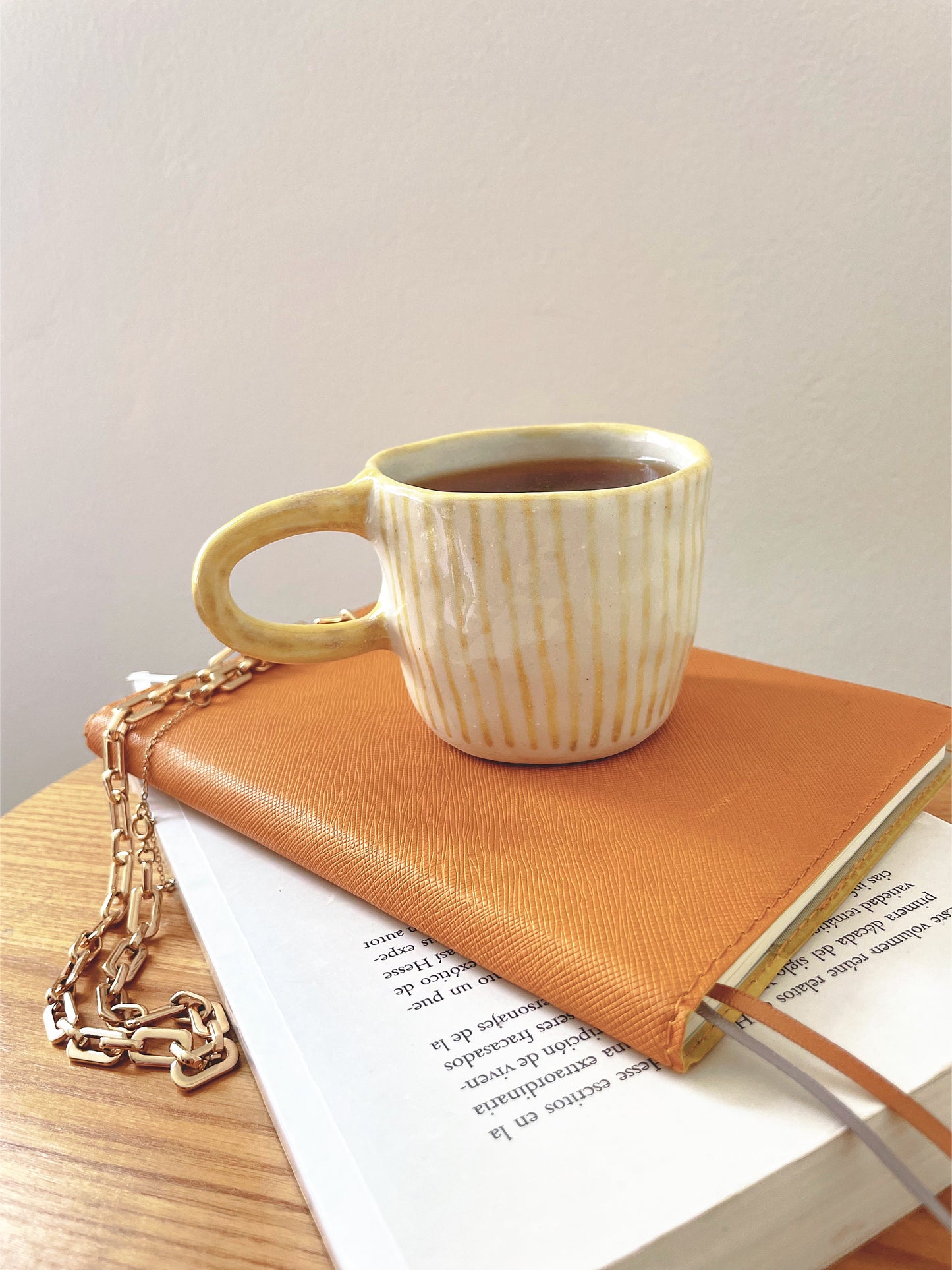 Yellow Striped Mug with Handle