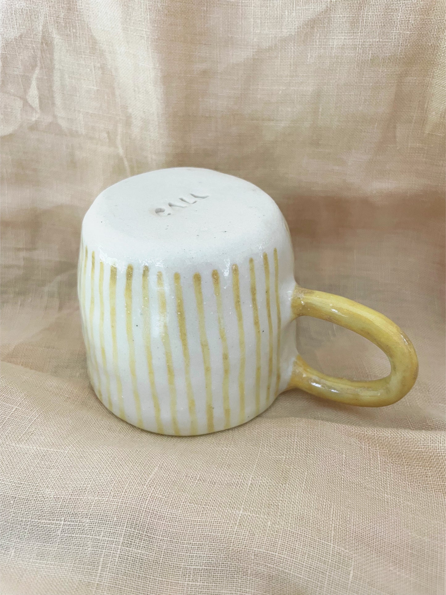 Yellow Striped Mug with Handle