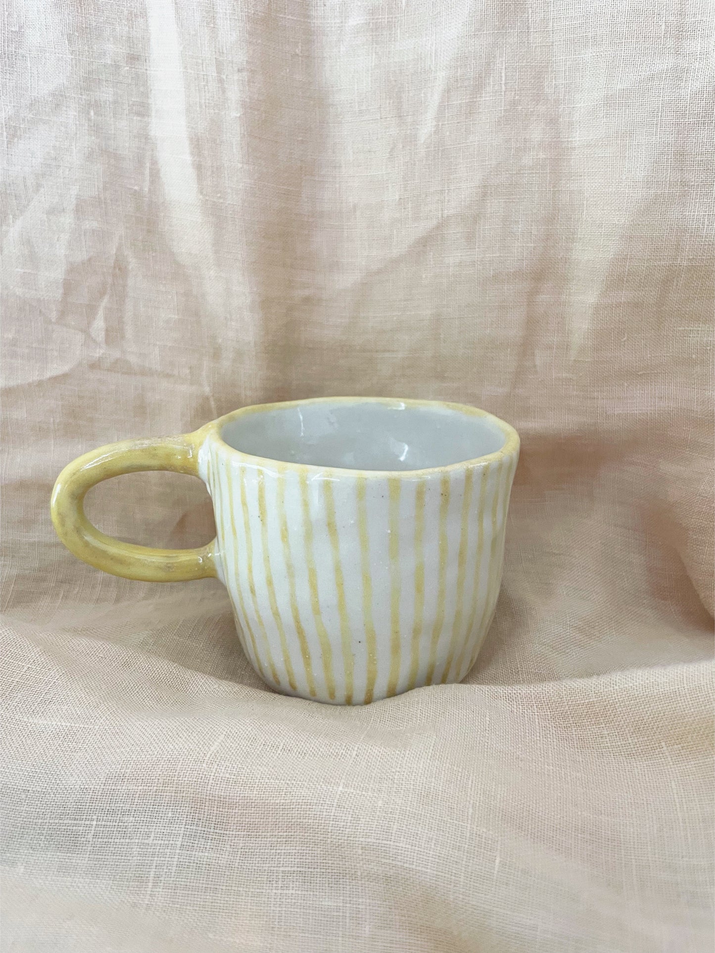 Yellow Striped Mug with Handle