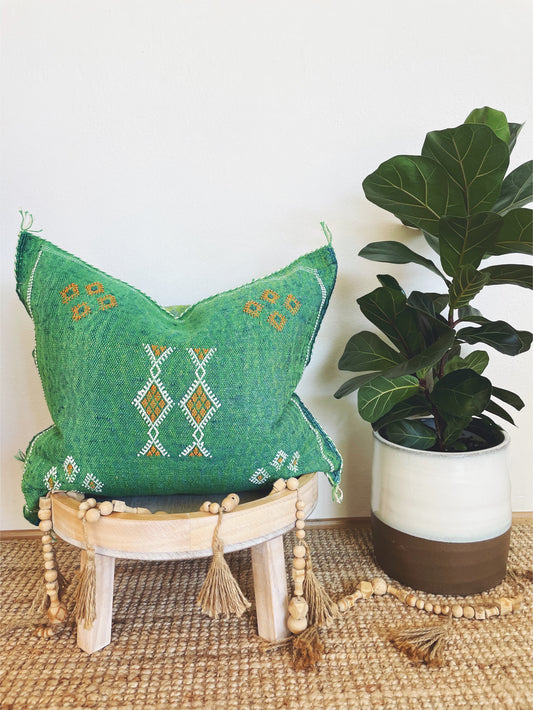 Dark Green Cactus Silk Cushion