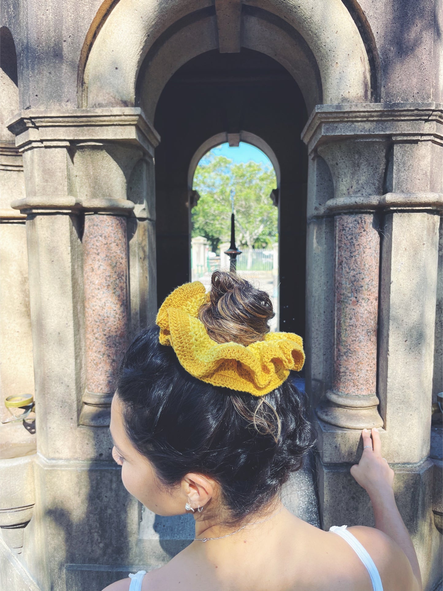 Yellow Knitted Scrunchie