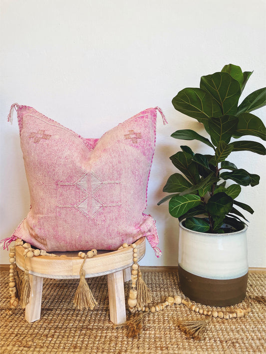 Soft Pink Cactus Silk Cushion