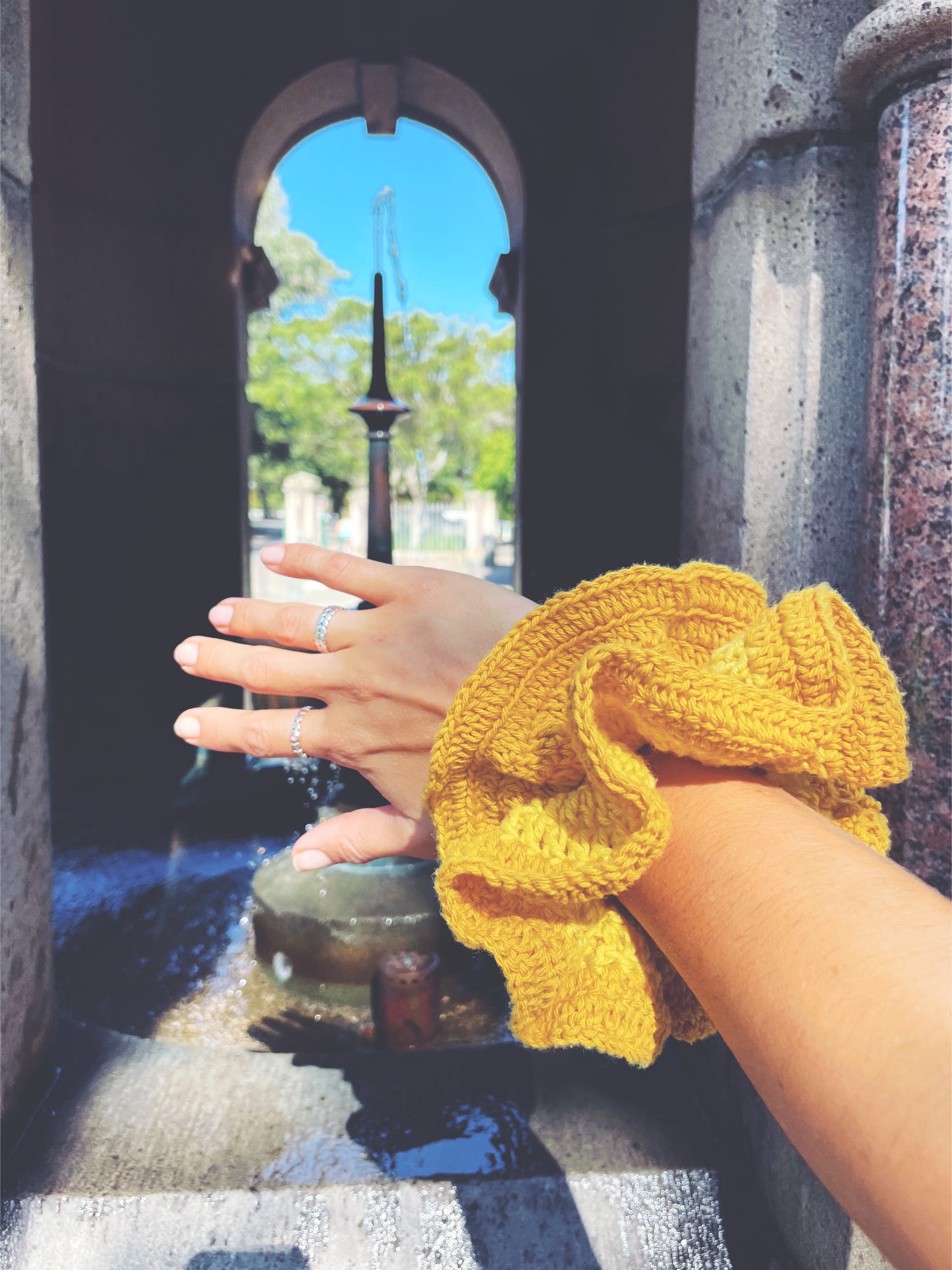 Yellow Knitted Scrunchie