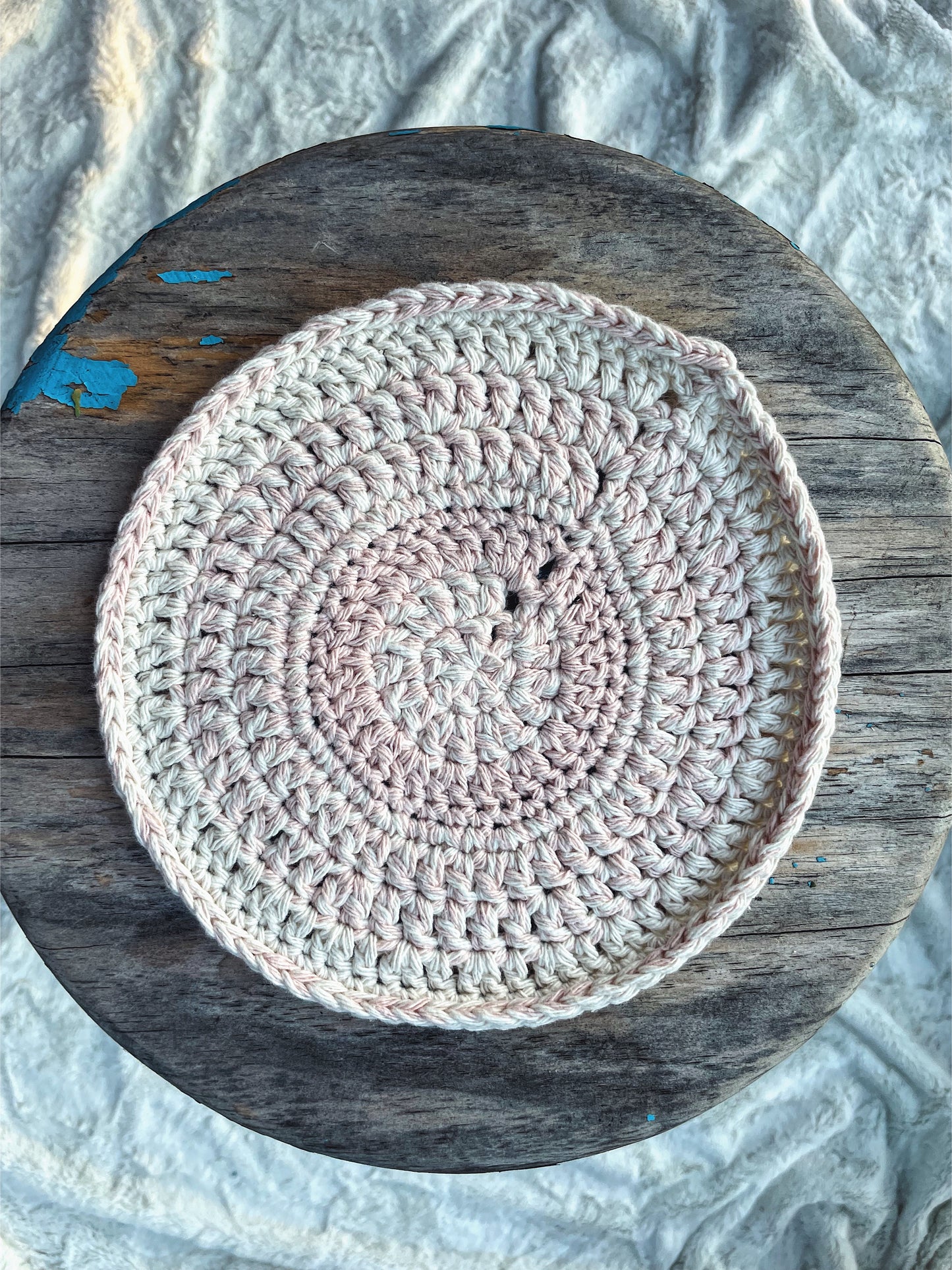 Pink and White Crochet Mat