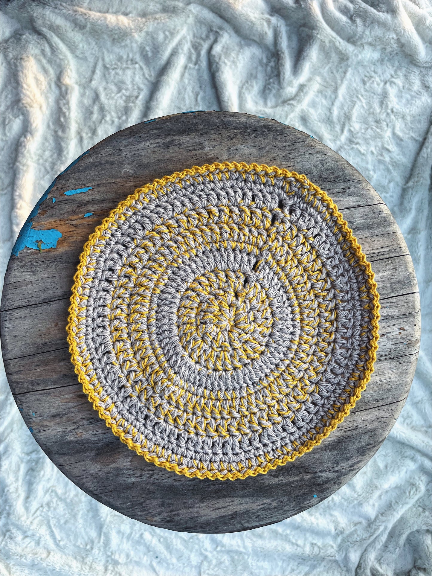 Yellow and Cream Crochet Mat