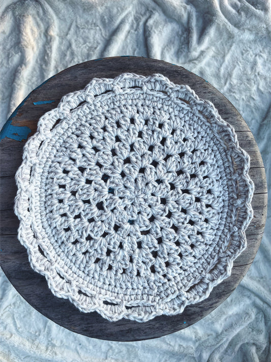 White and Light Cream Crochet Mat